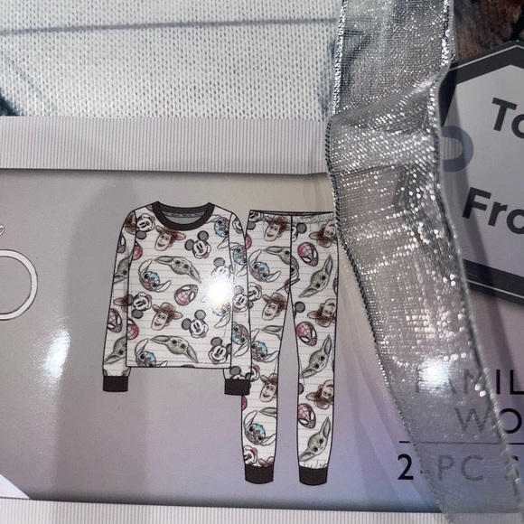 Disney 100 Pajama Set - White and Black with Character Print - Picture 2 of 2